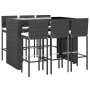 Garden table and high stools and cushions 7 pieces black PE rattan by vidaXL, Garden sets - Ref: Foro24-3187627, Price: 589,9...