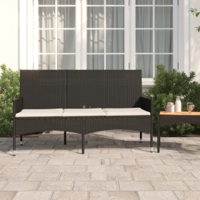 3-seater garden bench with black synthetic rattan cushions by vidaXL, garden benches - Ref: Foro24-319492, Price: 100,10 €, D...