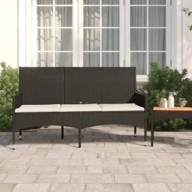 3-seater garden bench with black synthetic rattan cushions by vidaXL, garden benches - Ref: Foro24-319492, Price: 89,30 €, Di...