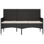 3-seater garden bench with black synthetic rattan cushions by vidaXL, garden benches - Ref: Foro24-319492, Price: 100,10 €, D...