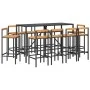 Mesa y taburetes altos jardín 11 pzas madera y ratán PE negro by vidaXL, Garden sets - Ref: Foro24-3187698, Price: 531,20 €, ...