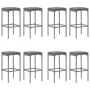 Garden table and high stools 9 pieces and gray PE rattan cushions by vidaXL, Garden sets - Ref: Foro24-3187624, Price: 427,53...