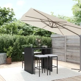 Gartentisch und Hochhocker 5 Stück und schwarze PE-Rattankissen von vidaXL, Gartensets - Ref: Foro24-3187619, Preis: 313,86 €...