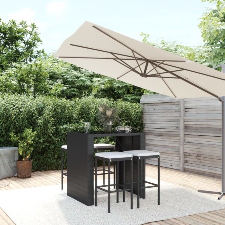 Garden table and high stools 5 pieces and black PE rattan cushions by vidaXL, Garden sets - Ref: Foro24-3187619, Price: 318,4...