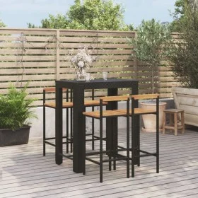 Stehtisch und Gartenhocker 5 Stück Akazienholz Rattan PE schwarz von vidaXL, Gartensets - Ref: Foro24-3187712, Preis: 305,31 ...