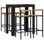 Bar table and garden stools 5 pieces acacia wood black PE rattan by vidaXL, Garden sets - Ref: Foro24-3187712, Price: 305,31 ...