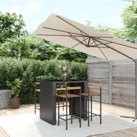 Bar table and garden stools 5 pieces acacia wood PE rattan black by vidaXL, Garden sets - Ref: Foro24-3187700, Price: 352,67 ...