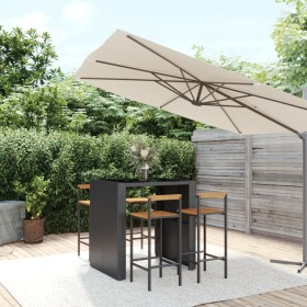 Bartisch und Gartenhocker 5 Stück Akazienholz PE Rattan schwarz von vidaXL, Gartensets - Ref: Foro24-3187700, Preis: 357,14 €...