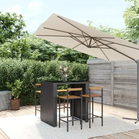 Bartisch und Gartenhocker 5 Stück Akazienholz PE Rattan schwarz von vidaXL, Gartensets - Ref: Foro24-3187700, Preis: 352,67 €...