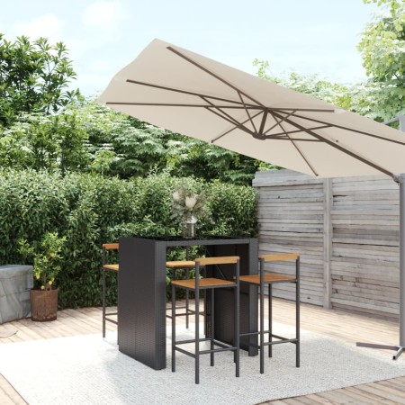 Bartisch und Gartenhocker 5 Stück Akazienholz PE Rattan schwarz von vidaXL, Gartensets - Ref: Foro24-3187700, Preis: 357,14 €...