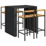 Bartisch und Gartenhocker 5 Stück Akazienholz PE Rattan schwarz von vidaXL, Gartensets - Ref: Foro24-3187700, Preis: 352,67 €...