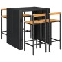 Bartisch und Gartenhocker 5 Stück Akazienholz PE Rattan schwarz von vidaXL, Gartensets - Ref: Foro24-3187700, Preis: 357,14 €...