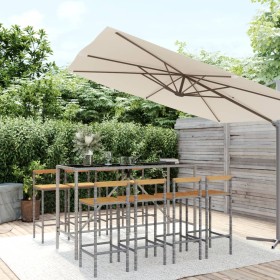 Bar table and garden stools 9 pieces acacia wood PE rattan gray by vidaXL, Garden sets - Ref: Foro24-3187697, Price: 458,58 €...