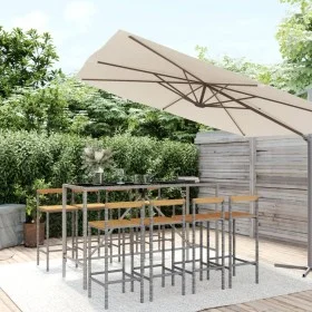 Bar table and garden stools 9 pieces acacia wood PE rattan gray by vidaXL, Garden sets - Ref: Foro24-3187697, Price: 453,81 €...
