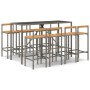 Bar table and garden stools 9 pieces acacia wood PE rattan gray by vidaXL, Garden sets - Ref: Foro24-3187697, Price: 458,58 €...