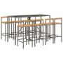 Bar table and garden stools 9 pieces acacia wood PE rattan gray by vidaXL, Garden sets - Ref: Foro24-3187697, Price: 458,58 €...