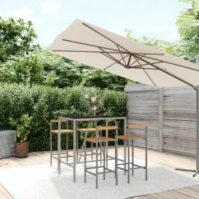 Mesa bar y taburetes jardín 5 pzas madera acacia ratán PE gris by vidaXL, Garden sets - Ref: Foro24-3187693, Price: 280,37 €,...