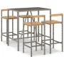 Mesa bar y taburetes jardín 5 pzas madera acacia ratán PE gris by vidaXL, Garden sets - Ref: Foro24-3187693, Price: 280,37 €,...