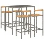 Mesa bar y taburetes jardín 5 pzas madera acacia ratán PE gris by vidaXL, Garden sets - Ref: Foro24-3187693, Price: 280,37 €,...
