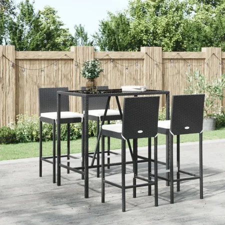Garden table and high stools 5 pieces with black PE rattan cushions by vidaXL, Garden sets - Ref: Foro24-3187643, Price: 397,...