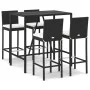 Garden table and high stools 5 pieces with black PE rattan cushions by vidaXL, Garden sets - Ref: Foro24-3187643, Price: 397,...