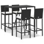 Hoher Gartentisch und Hocker 5 Stück und Kissen PE Rattan schwarz von vidaXL, Gartensets - Ref: Foro24-3187643, Preis: 401,45...