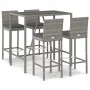 5-piece garden table and high stools with gray PE rattan cushions by vidaXL, Garden sets - Ref: Foro24-3187644, Price: 408,08...