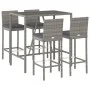 5-piece garden table and high stools with gray PE rattan cushions by vidaXL, Garden sets - Ref: Foro24-3187644, Price: 408,08...