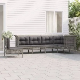 Set mit 6 Gartenmöbeln und Kissen synthetisches Rattangrau von vidaXL, Gartensets - Ref: Foro24-3187524, Preis: 394,73 €, Rab...