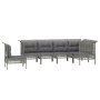 Set mit 6 Gartenmöbeln und Kissen synthetisches Rattangrau von vidaXL, Gartensets - Ref: Foro24-3187524, Preis: 400,61 €, Rab...