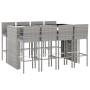 Garden table and high stools 9 pieces and gray PE rattan cushions by vidaXL, Garden sets - Ref: Foro24-3187630, Price: 746,80...