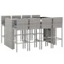 Garden table and high stools 9 pieces and gray PE rattan cushions by vidaXL, Garden sets - Ref: Foro24-3187630, Price: 734,81...