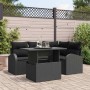 Conjunto de sofá de jardín con cojín 5 pcs Negro Poliratán