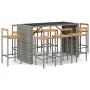 Bar table and garden stools 7 pieces acacia wood PE rattan gray by vidaXL, Garden sets - Ref: Foro24-3187703, Price: 473,70 €...