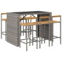 Bartisch und Gartenhocker 7 Stück Akazienholz PE Rattan grau von vidaXL, Gartensets - Ref: Foro24-3187703, Preis: 479,98 €, R...