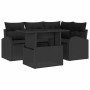 Conjunto de sofá de jardín con cojín 5 pcs Negro Poliratán