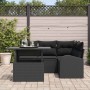 Conjunto de sofá de jardín con cojín 5 pcs Negro Poliratán