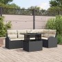 Conjunto de sofá de jardín 6 pcs Negro y crema 100 x 55 x 73 cm