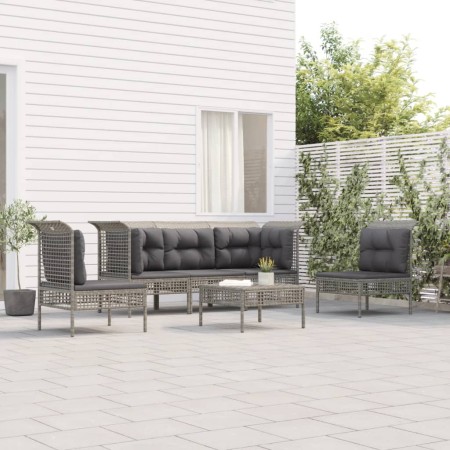 6-piece garden furniture set and gray synthetic rattan cushions by vidaXL, Garden sets - Ref: Foro24-3187487, Price: 347,65 €...