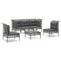 6-teiliges Gartenmöbel-Set und graue synthetische Rattankissen von vidaXL, Gartensets - Ref: Foro24-3187487, Preis: 348,58 €,...