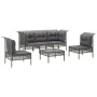 6-teiliges Gartenmöbel-Set und graue synthetische Rattankissen von vidaXL, Gartensets - Ref: Foro24-3187487, Preis: 338,79 €,...