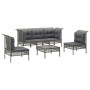 6-teiliges Gartenmöbel-Set und graue synthetische Rattankissen von vidaXL, Gartensets - Ref: Foro24-3187487, Preis: 348,58 €,...