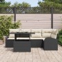 Conjunto de sofá de jardín 6 pcs Negro y crema 100 x 55 x 73 cm