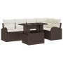 Conjunto de sofá de jardín con cojín 6 pcs Marrón y crema