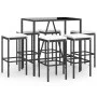 Garden table and high stools and cushions 7 pieces black PE rattan by vidaXL, Garden sets - Ref: Foro24-3187635, Price: 298,1...
