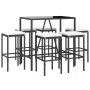Garden table and high stools and cushions 7 pieces black PE rattan by vidaXL, Garden sets - Ref: Foro24-3187635, Price: 298,1...
