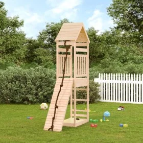 Playhouse with climbing wall solid pine wood by vidaXL, Swings and play structures - Ref: Foro24-3156898, Price: 234,74 €, Di...