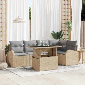 Conjunto de sofá de jardín 6 pcs Beige y Gris Claro en Sofás de exterior | Comprar online en Foro24