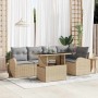 Conjunto de sofá de jardín con cojín 6 pcs beige y gris claro