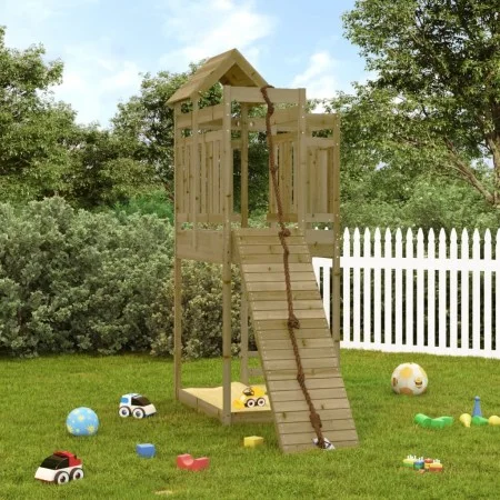 Playhouse with pine impregnated wood climbing wall by vidaXL, Swings and play structures - Ref: Foro24-3156876, Price: 402,05...